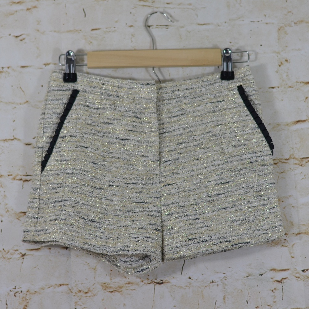 Topshop Tweed Metallic Shorts Pockets